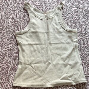 nuuds Cream Ribbed Scoop Neck Tank